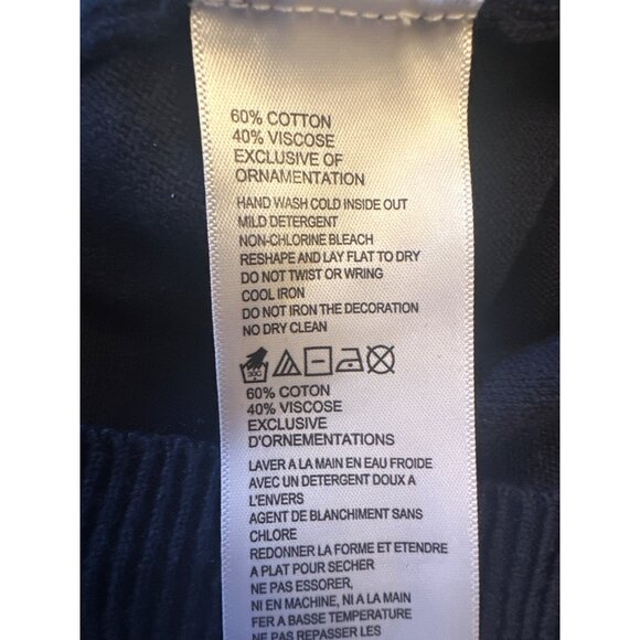 Tommy Bahama Navy V-Neck Sweater Embellished Neckline XL - Picture 5 of 6